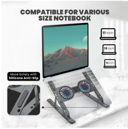 Corner Digital Evolusi UNEED Laptop Stand Holder with Cooling Fan ULS902