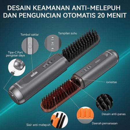 Kensen Wireless Hair Straightener Comb 3