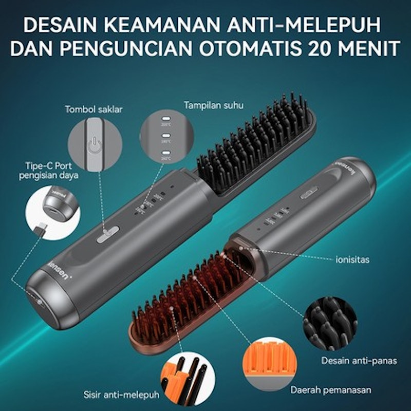 Kensen Wireless Hair Straightener Comb 3