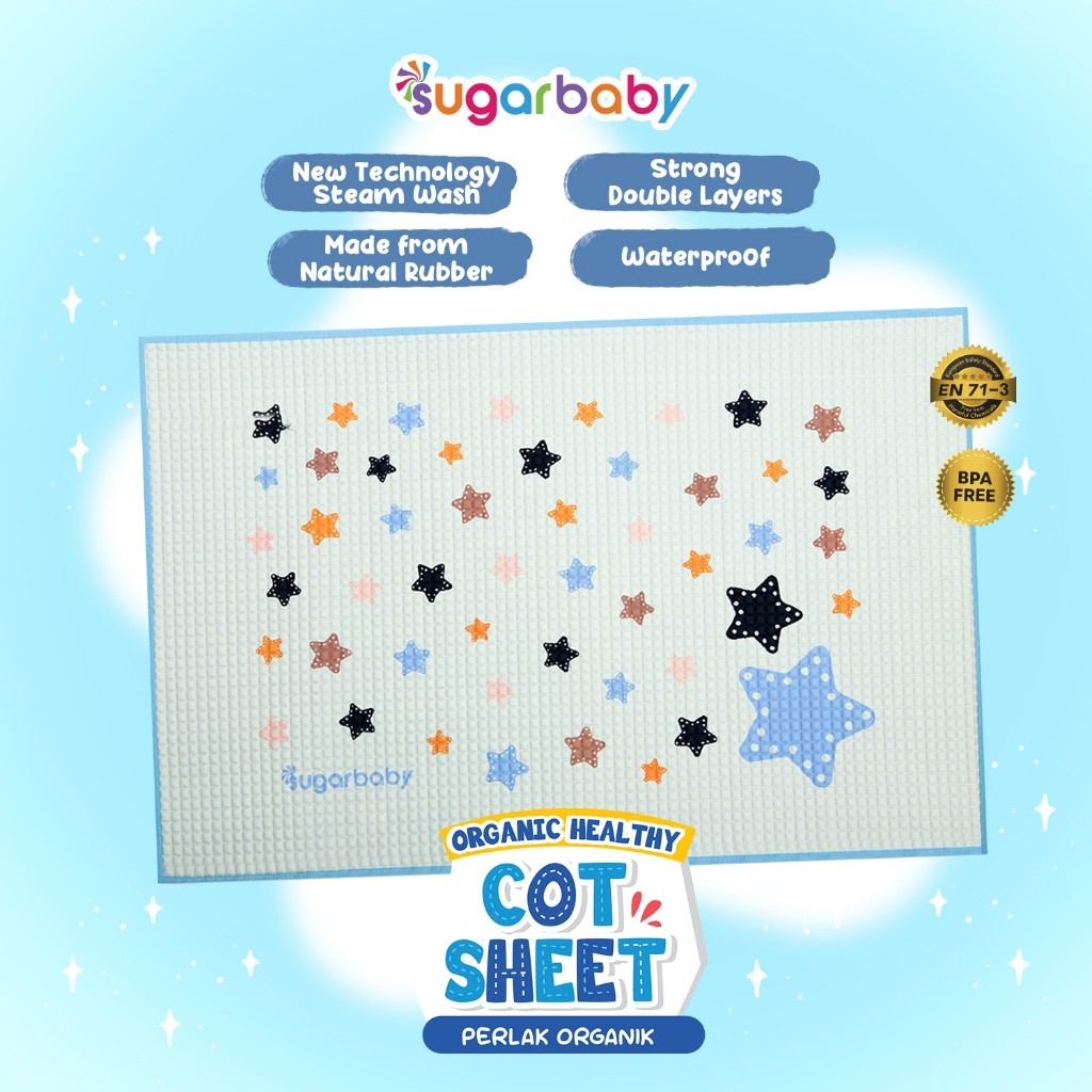 Kindalin Utama International Sugar Baby Organic Healthy Cot Sheet Blue Star