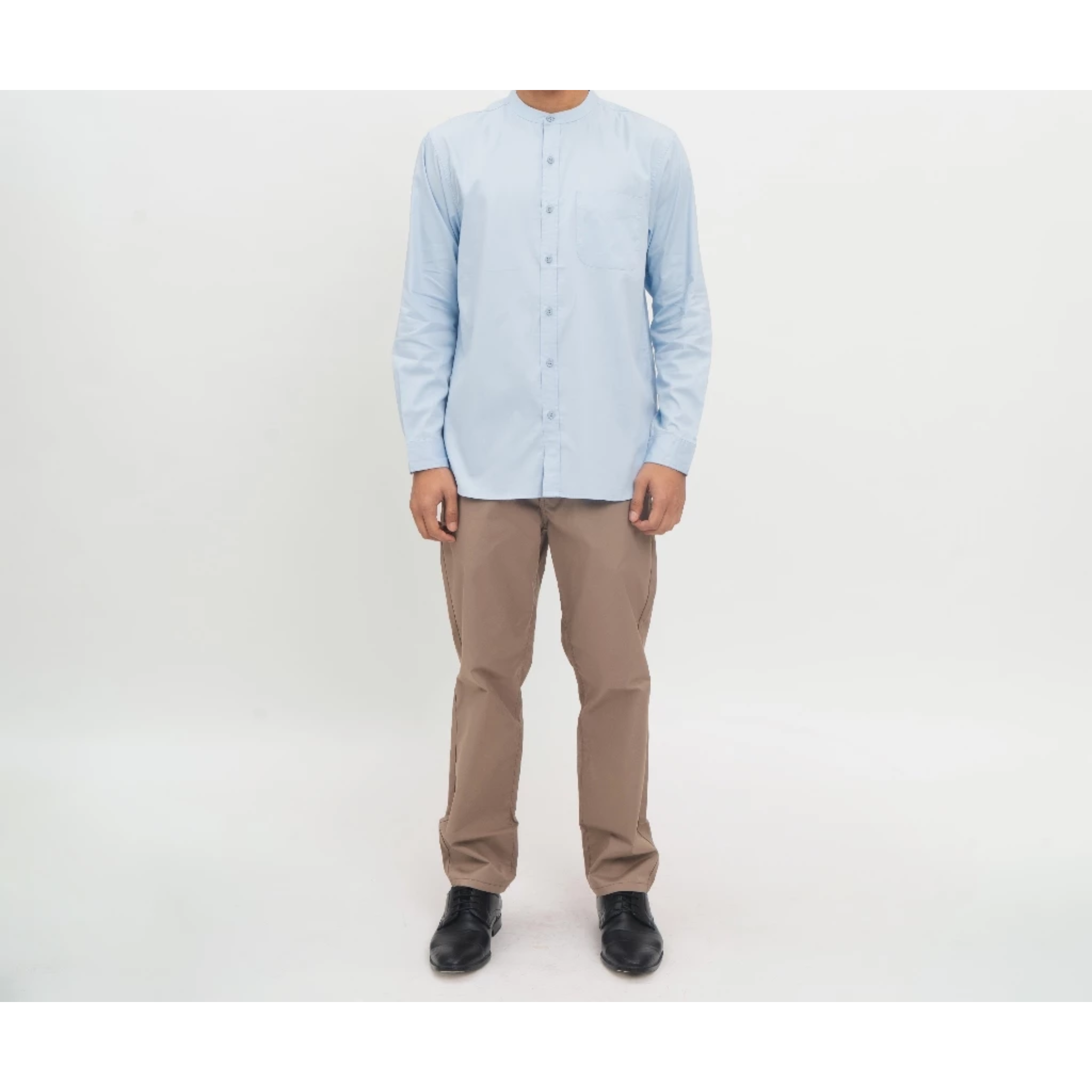 Multi Karya Garmentexindo M231 Kemeja Pria Koko Shanghai Polos Panjang Biru Muda  0915G