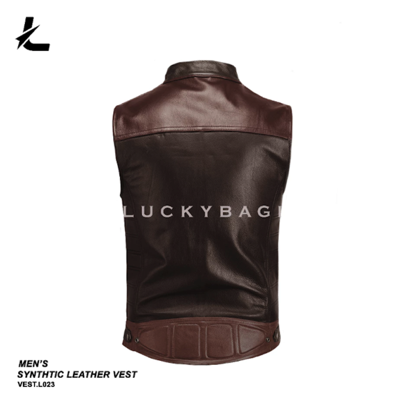 LUCKYBAGI Men's Synthetic Leather Vest 3