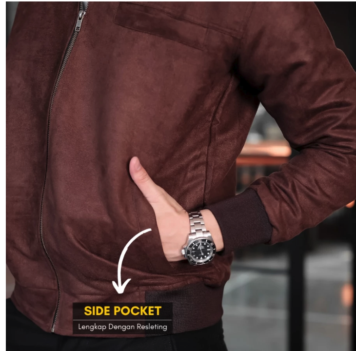 Delibra Jaket Bomber Suede Pria Premium 4