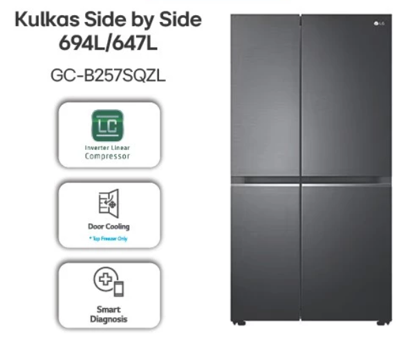 LG Electronics LG Kulkas Side by Side 694L GC-B257SQZL