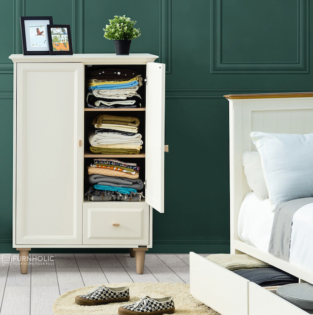 iFURNHOLIC Hannah Medium Wardrobe (Ivory-Brown)