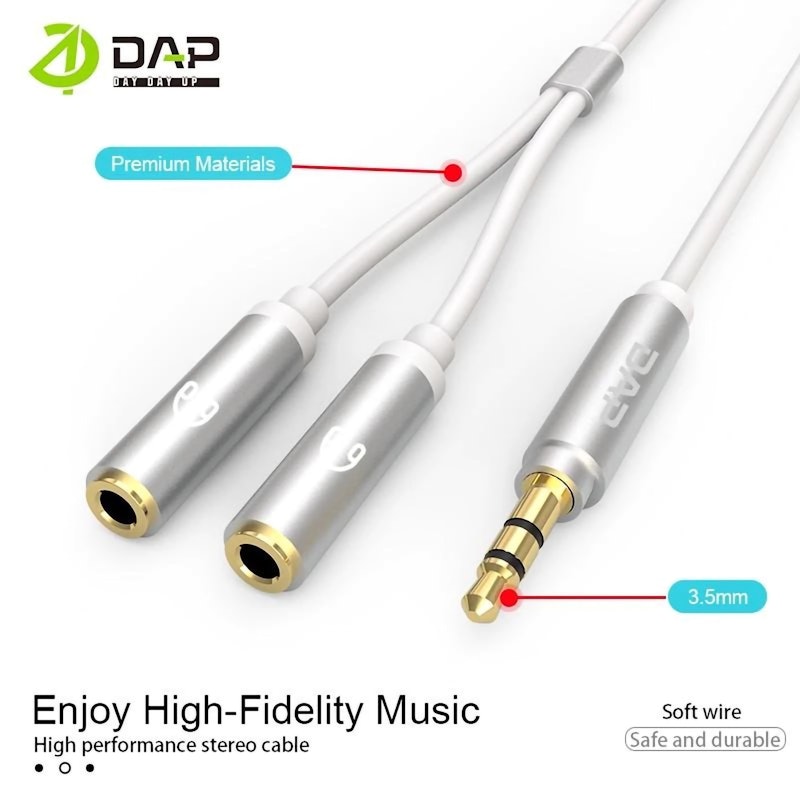 Kabel Audio Splitter 3.5mm Male to 2 Female Audio & Mic 2