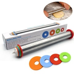 Rolling Pin 4 Sets of Adjustable Discs