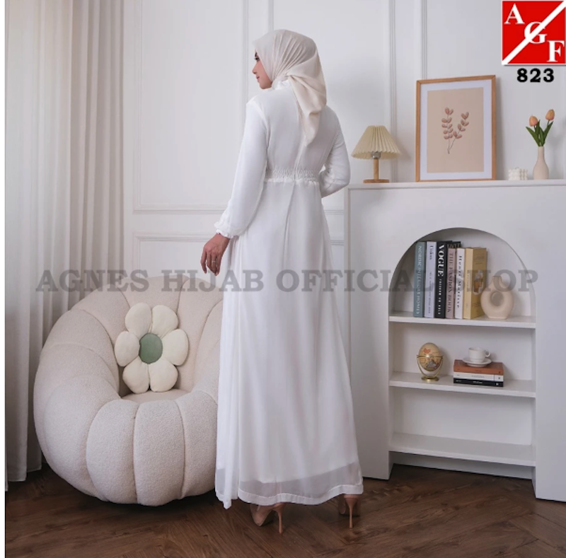 Agnes Hijab Agacia Dress Gamis Putih 3