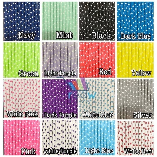 Sedotan Kertas Motif Polkadot