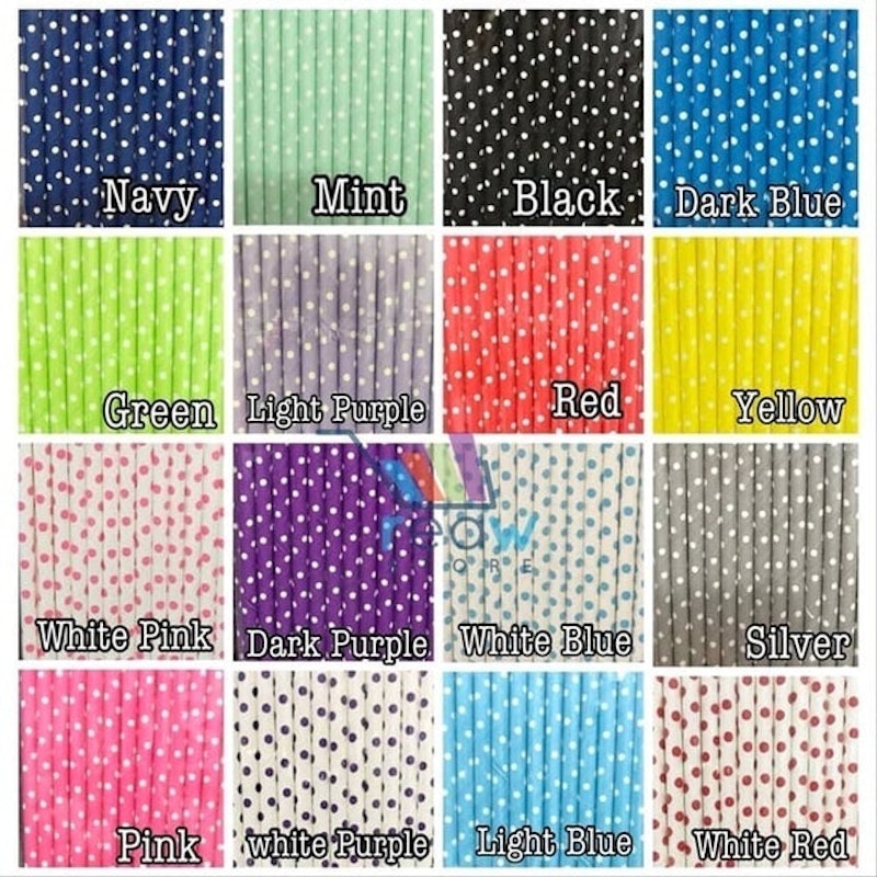 Sedotan Kertas Motif Polkadot 2