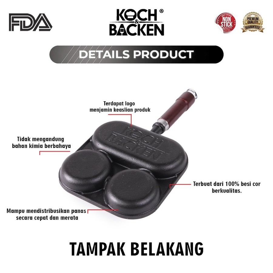 Koch Backen International KOCH&BACKEN Nitriding Pre-seasoned Cast Iron Pan 3 in 1