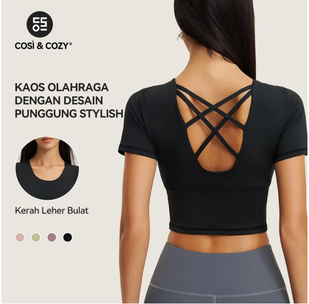  COSI COZY Atasan Olahraga Wanita Sport Open-Back