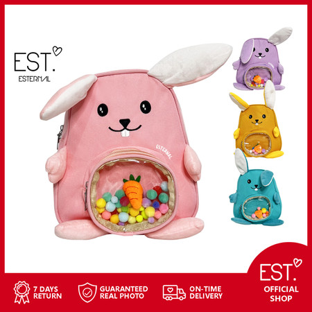  Esternal Rabbit Bendable Ears Pompom Ransel 