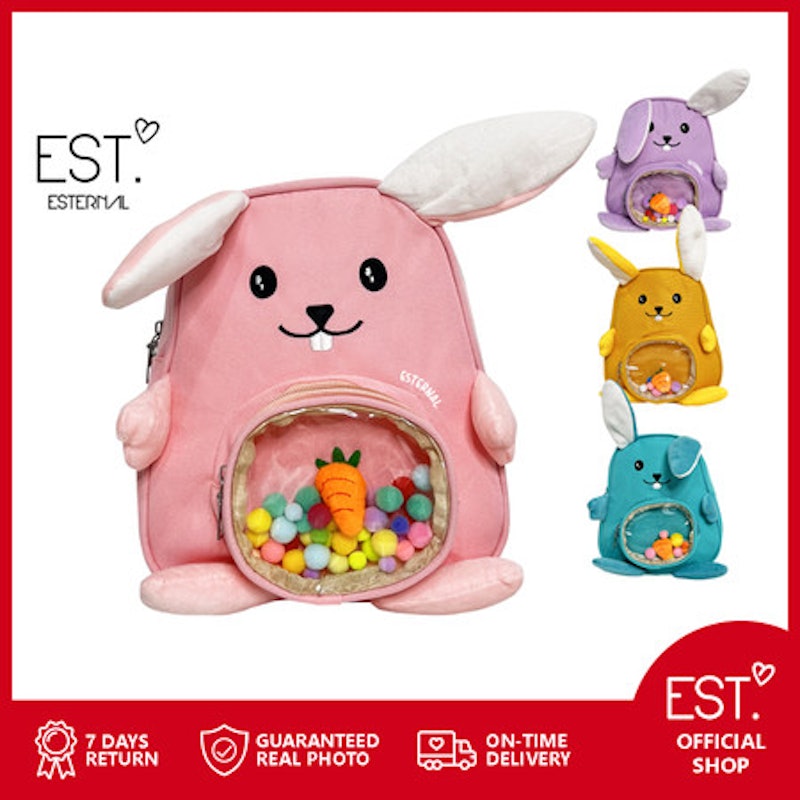 Esternal Rabbit Bendable Ears Pompom Ransel 2