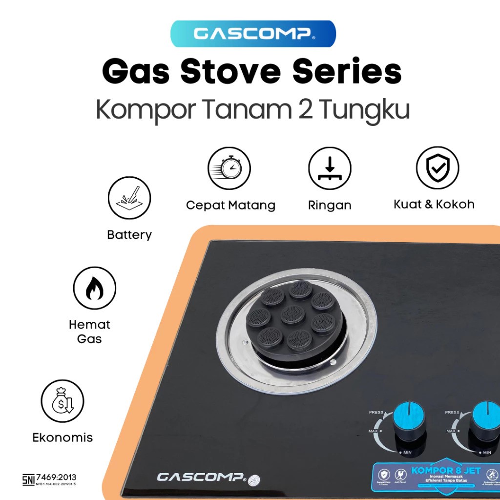 Cipta Gagah Perkasa GASCOMP Kompor Tanam Kaca 8 JET