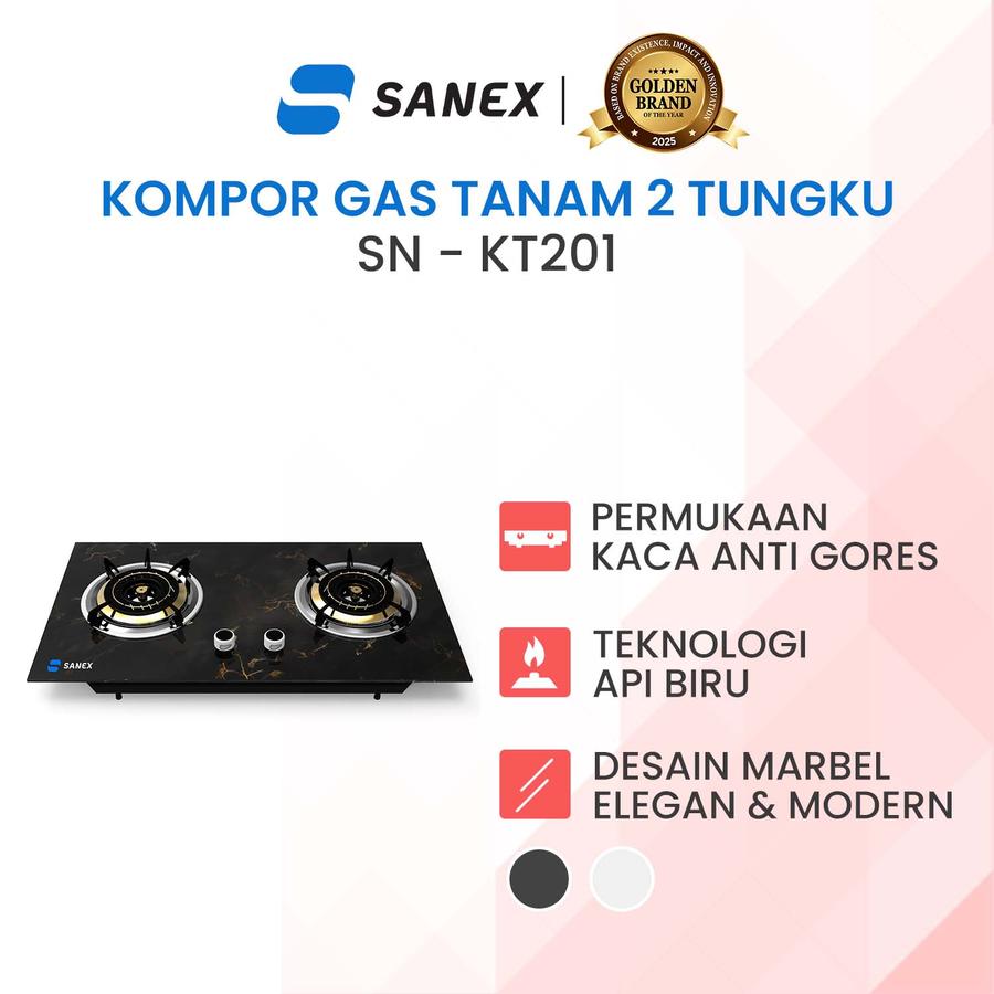 Indo Surya Kencana Sanex Kompor Gas Tanam 2 Tungku Marble Series SN-KT201