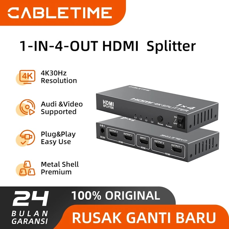 CABLETIME 1x4 HDMI 4K Splitter 5