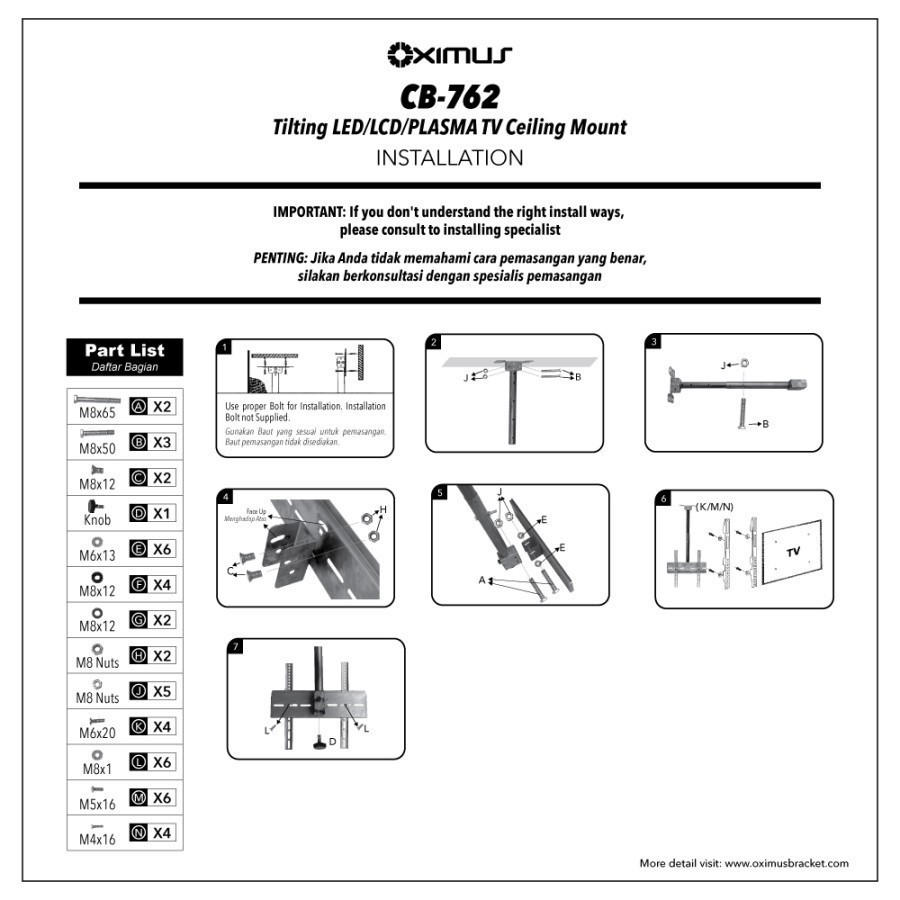  Oximus Bracket TV Ceiling CB762