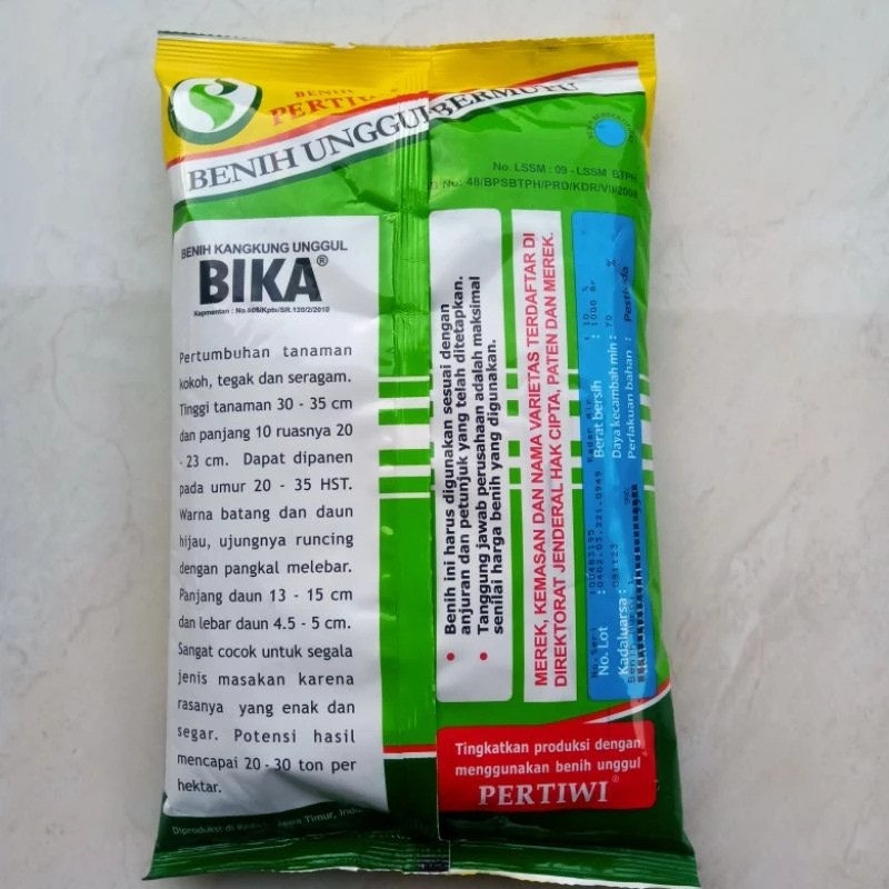 Cap Benih Pertiwi Benih Kangkung Unggul Bika 2