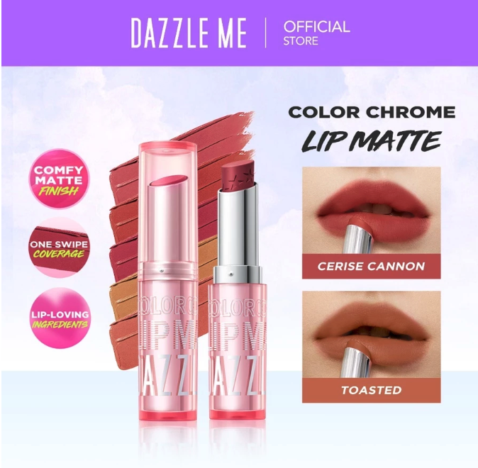 HEBE Beauty Style DAZZLE ME Color Chrome Lip Matte Lipstick 03 Classy Red