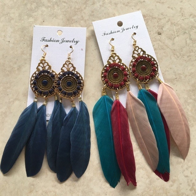 Anting Gantung Bulu Bohemian Etnik ｜ 02911F