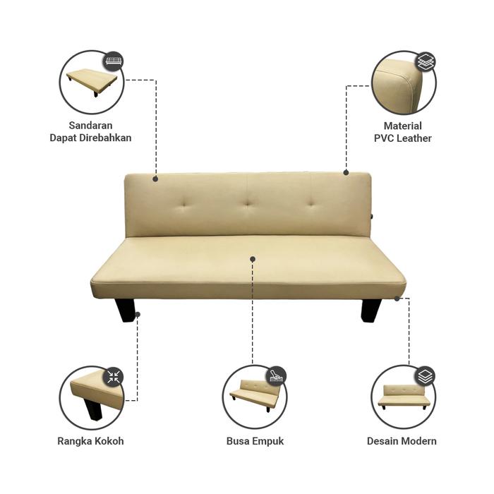 Home Center Indonesia Informa Oakland Sofa Bed Kulit Cokelat Cappuccino