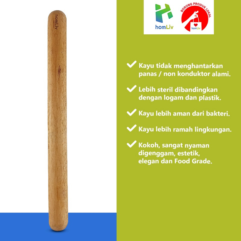 Homliv Hikaru Wooden Rolling Pin Foodgrade