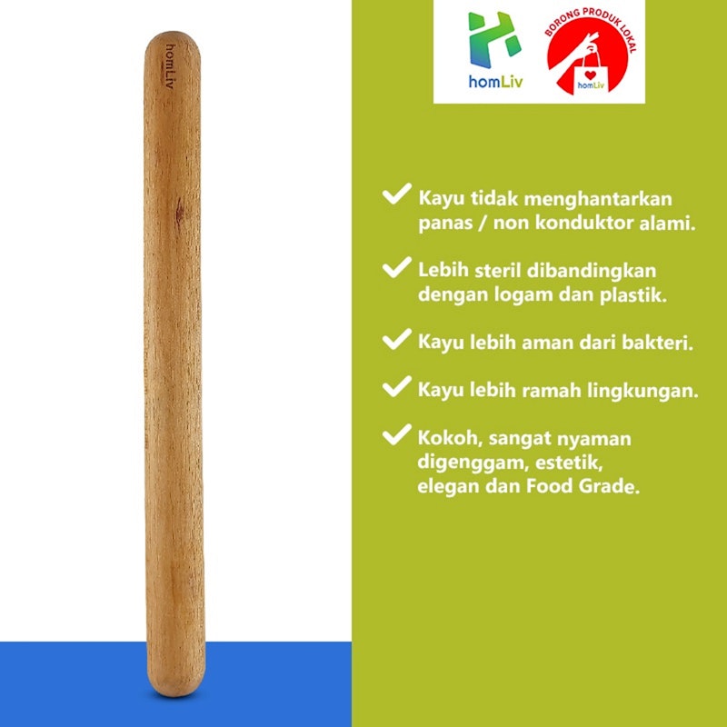 Homliv Hikaru Wooden Rolling Pin Foodgrade 3