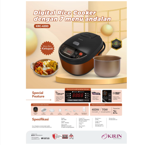Kirin Griya Indotama Kirin Digital Rice Cooker 2.0 L KRC-420D