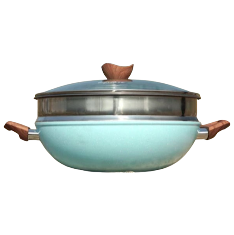 Tifale Wokpan + Steamer Glass Lid Granite Non Stick 1