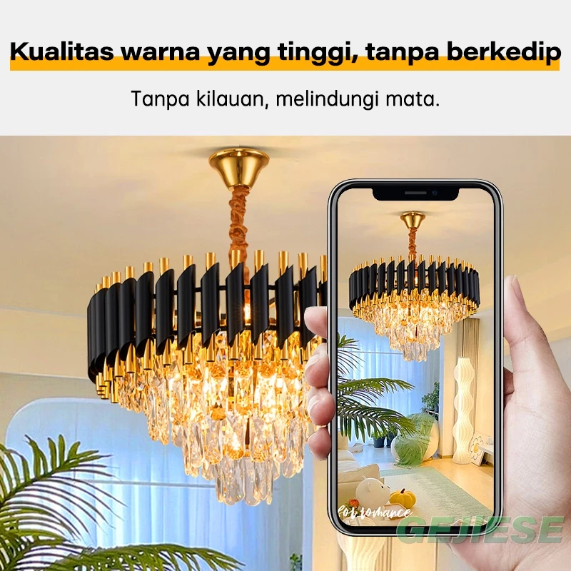  FlaLio Lampu Gantung Kristal 50 cm 3 Warna