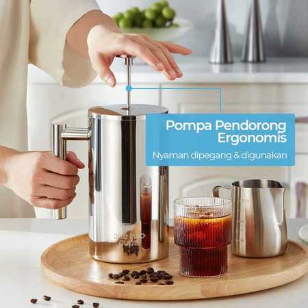 One Two Cups One Two Cups French Press Coffee Maker Pot Stainless Steel 1000ml FP1L