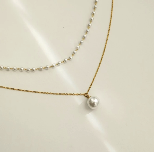 Velour Jewels Ioana Gold Pearl Choker Necklace Set