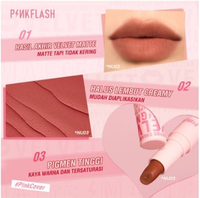 FCL Internasional Indonesia PINKFLASH #PinkCover Velvet Matte Lipstick (PK04)