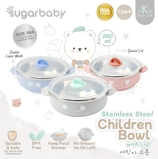 Kindalin Utama Internasional SugarBaby Stainless Steel Children Bowl with Lid
