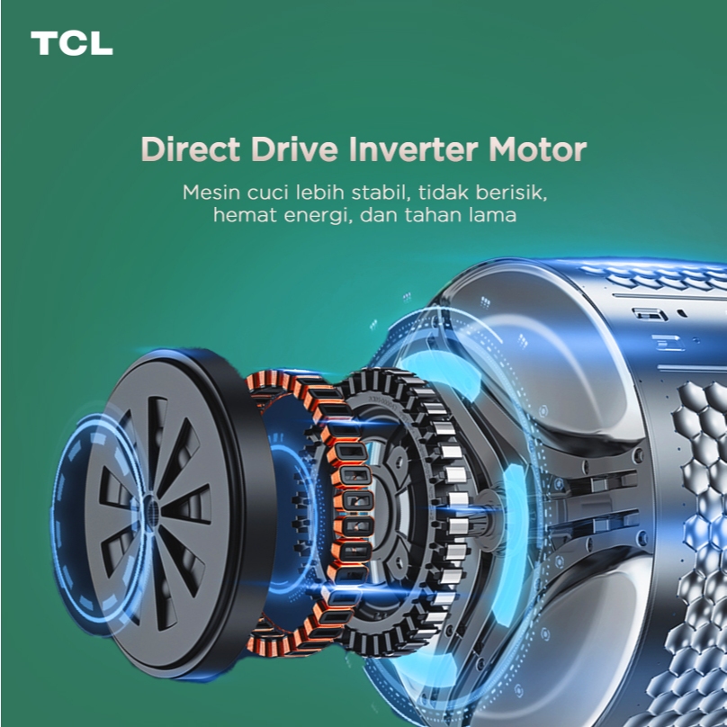 TCL Technology TCL Ecorora Mesin Cuci Front Loading Washer Dryer 10,5 Kg TWD105-C22DG