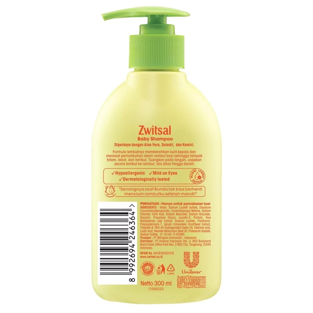 Unilever Indonesia Zwitsal Shampoo Aloe Vera, Kemiri, Seledri