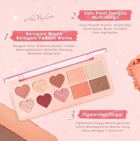 FCL Internasional Indonesia PINKFLASH  OhMyLove 4 in 1 Eyeshadow Palette 02 Strawberry Ice