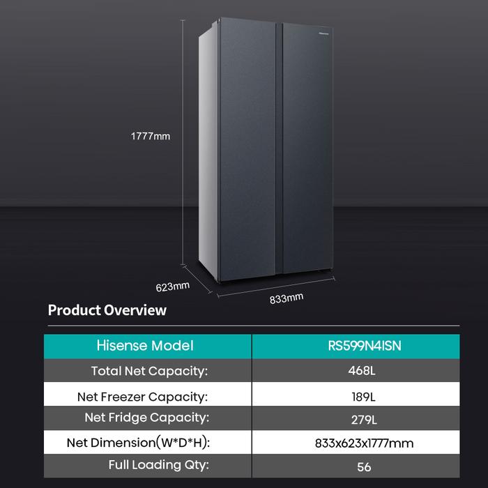 Hisense Kulkas Side by Side RS599N4ISN