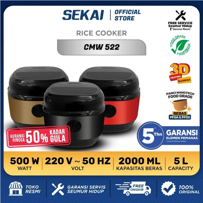 Tripacific Electrindo SEKAI Digital Rice Cooker Low Sugar 8in1 Serela CMW 522
