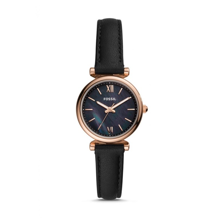 Carlie Mini Three-Hand Black Leather Watch  1