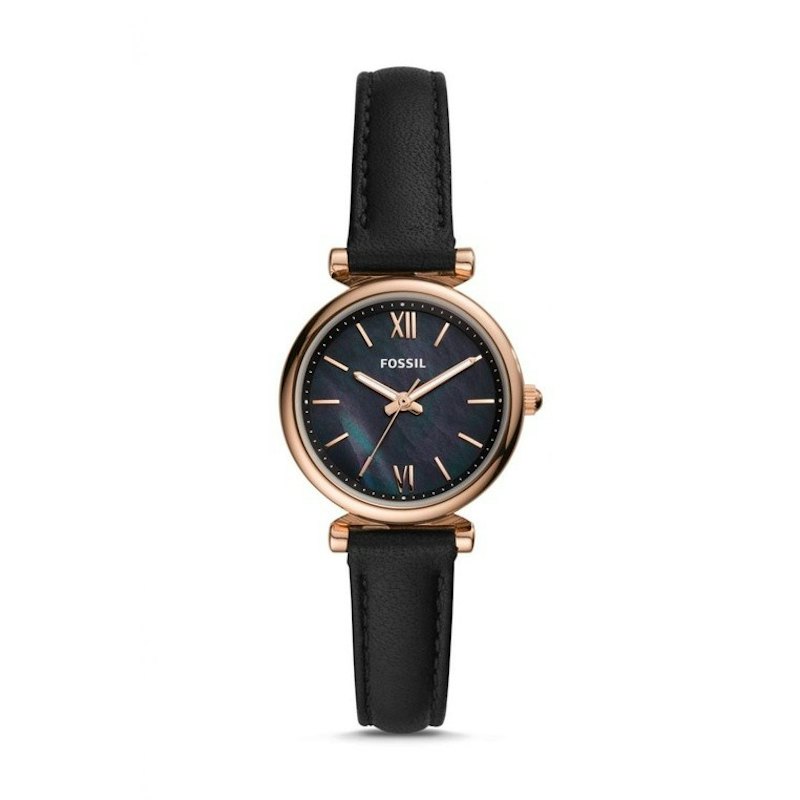 Carlie Mini Three-Hand Black Leather Watch 1
