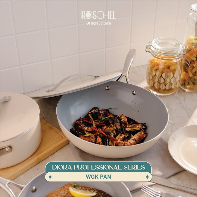 Roschel Diora Professional Wok Pan + Lid 28 cm 2