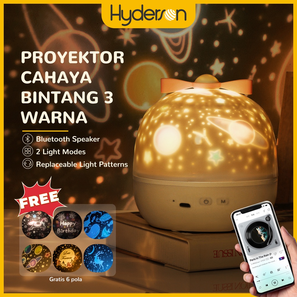 Hyderson Lampu Tidur Proyektor LED 3 Warna Starlight