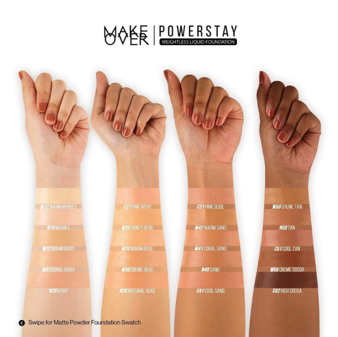 Paragon Technology and Innovation MAKE OVER Powerstay 24H Weightless Liquid Foundation N10 Marble