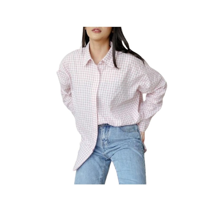 Ixora Bora Oversized Shirt Kemeja Wanita Kotak-kotak 1