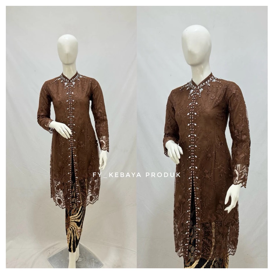  Kebaya Tunik Tille Kerah Sanghai Kombinasi Payet