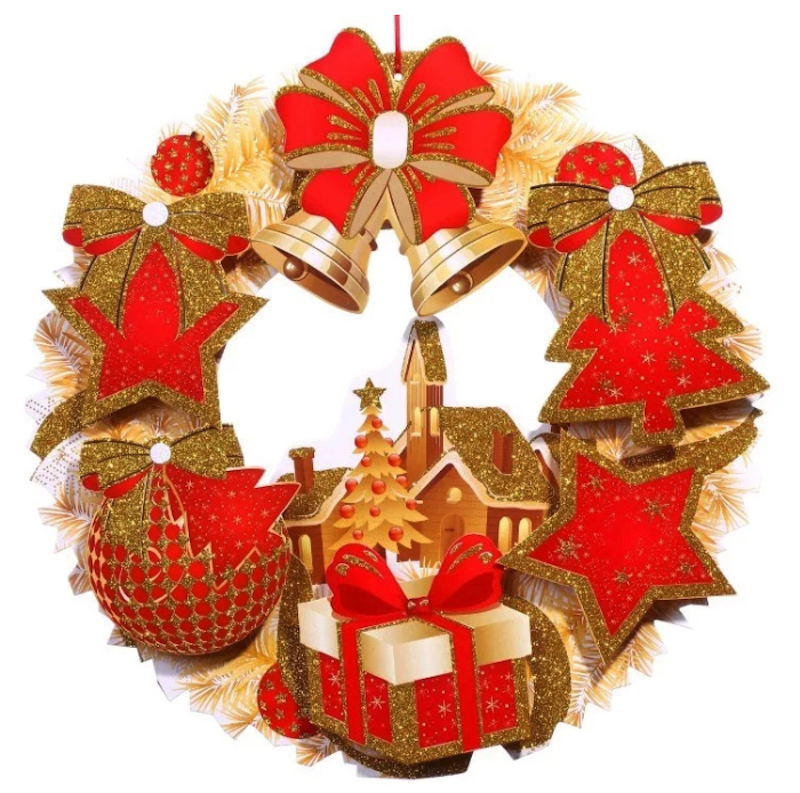 Mistletoe Christmas Wreath Paper 4