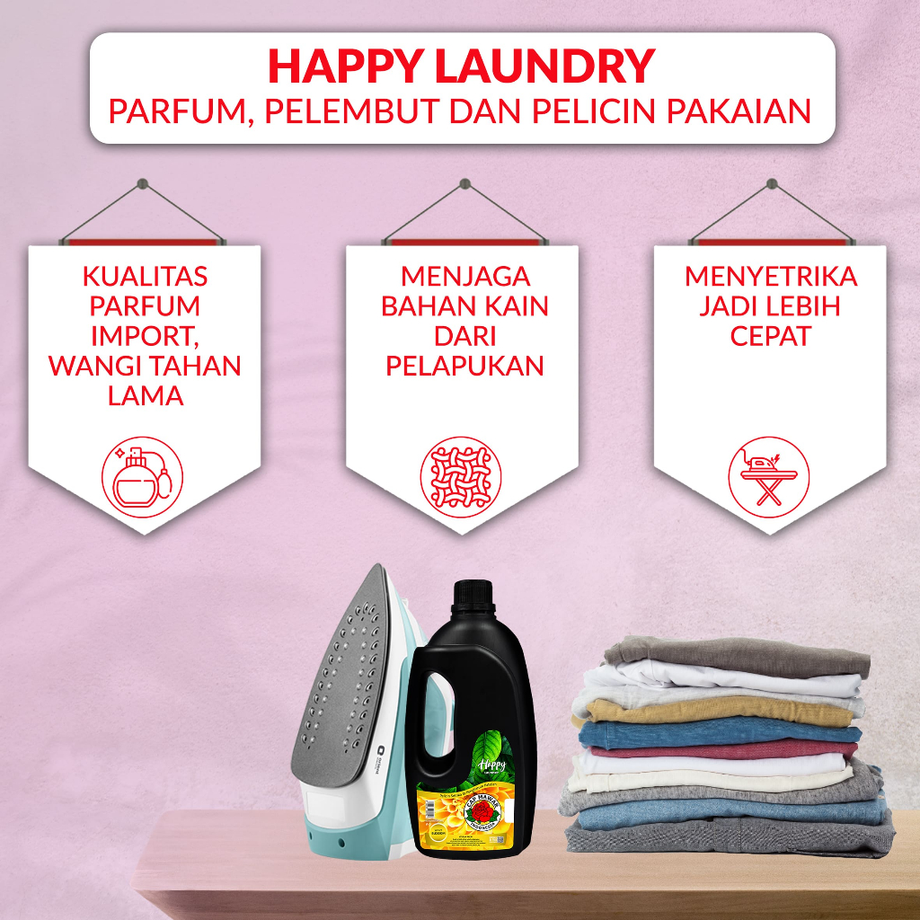 Cap Mawar Indonesia Happy Laundry Pelicin Setrika & Pengharum Pakaian 