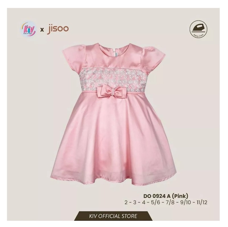 KIV Dress Anak Perempuan Pesta Satin Kombinasi Brokat 5